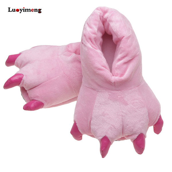 Kids Hallowee Winter Warm Soft Indoor floor Slippers Boy Girl Children Home Shoes Animal Cosplay Dinosaur Claw Plush pantufa