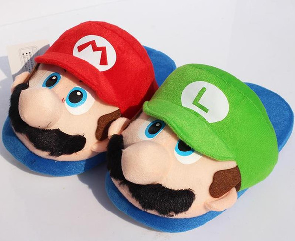 2017 Super Mario Bros Mario Plush slipper Home Winter Indoor Warm Slippers For Adult 27cm 5 pairs Free Shipping