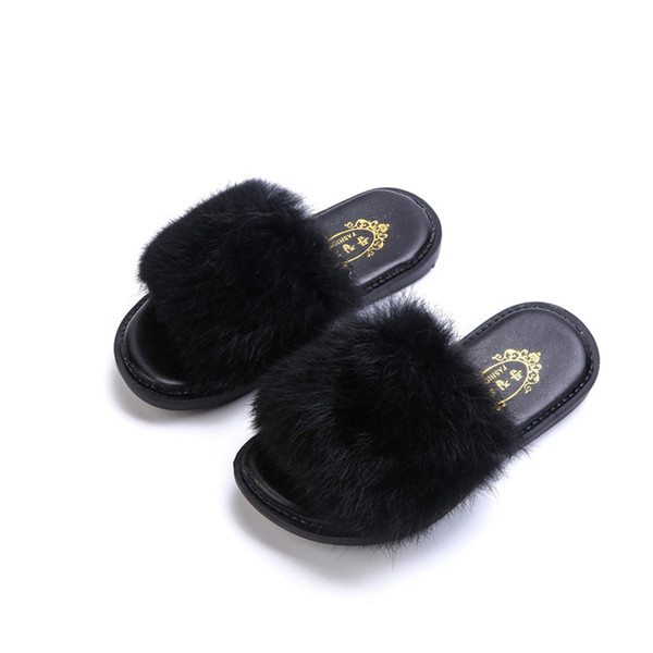 Baby Girls Shoes Fashion Sweet Infant Baby Solid Flock Soft Slipper Casual Flip Flop Princess Fashion anti-fur slippers