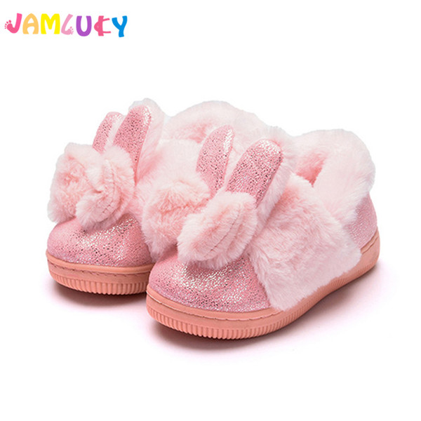 Kids Slippers Shoes Children's Cotton Winter Boys Warm Non-slip Home Slipper Girl Plush Lovely Rabbit Ears Slippers Winter Child