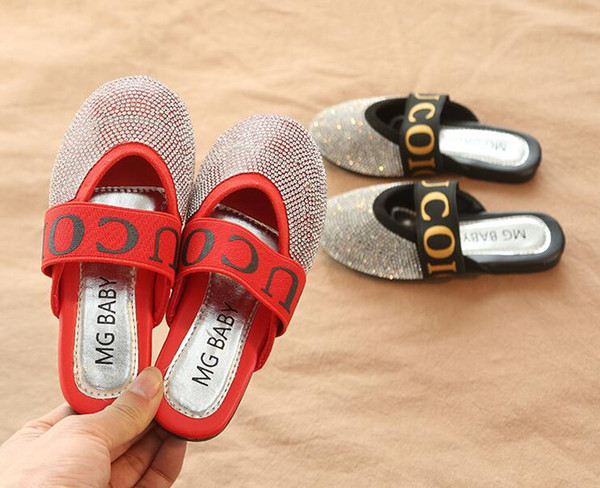 2019 spring new children's slippers rhinestone casual shoes elastic band round head girls shoes