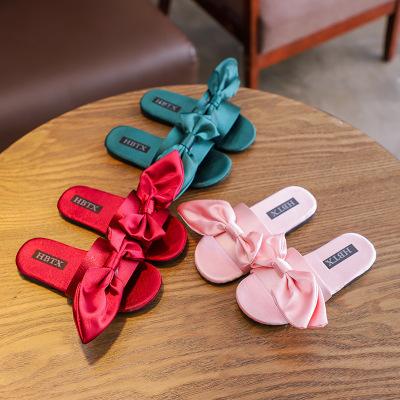 Baby Girls Silk Big Bow Sandals 2019 New Summer Fashion Kids Slipper Children Girls Shoes 3 Colors Z11