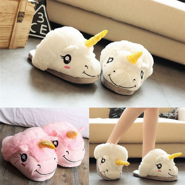 New Arrived Unicorn Slippers Winter Adults Kids Home Warm Magical Slipper Cute Plush Indoor Cotton Shoes