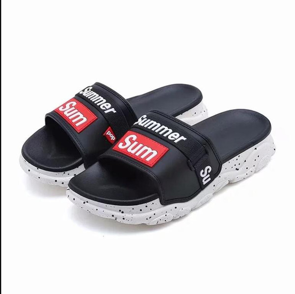 2019 Designer Rubber slide sandal Floral brocade men slipper Gear bottoms Flip Flops women striped Beach causal slipper with 36-44