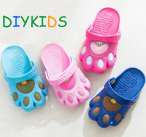 Children's summer sandals boy girls shoes cartoon soft bottom baby leisure shoes hole beach Cartoon bear paw style shoes size13cm-18cm