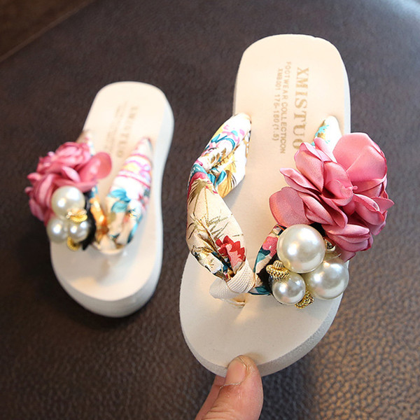 2019 New Girls Beach Slippers Children Fashion Floral Slippers Women Home Shoes Kids and Mother Flip-flops Sandals Comfortable