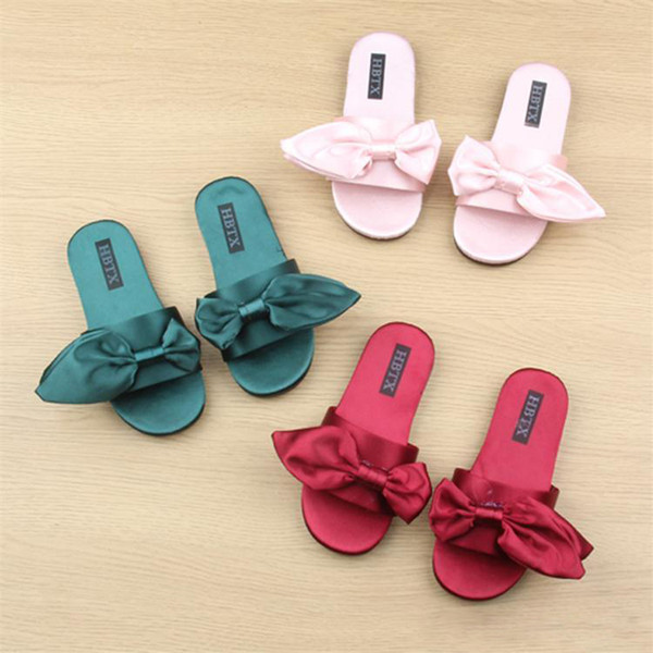 Baby Silk Big Bow Sandals Summer Fashion Kids Slipper Children Girls Beach Home Shoes Anti Slip