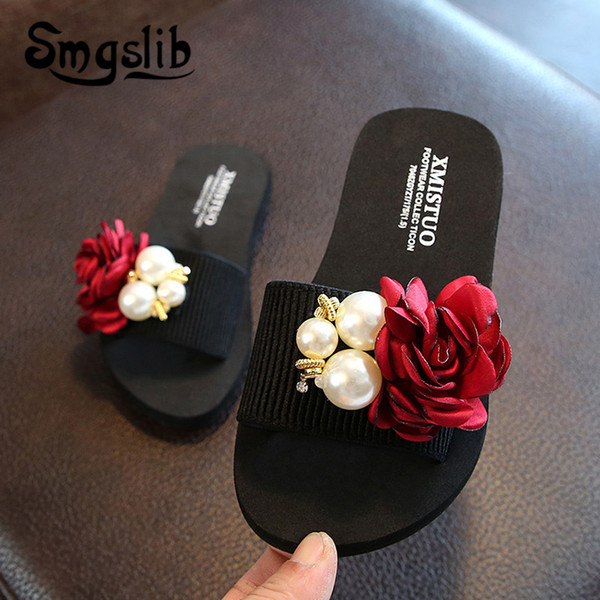 Girls Slippers Kids Beach Fashion Bowknot Casual Sandals 2019 Summer Comfortable Women Home Shoes Children Flower Slippers