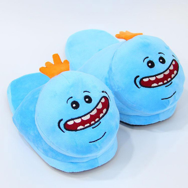 Hot Sale 28cm 3 Style Rick and Morty Slippers Happy Sad Meeseeks Stuffed Plush Warm Slippers For Child Gifts