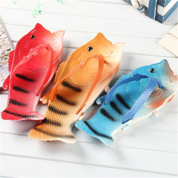 Fish Shape Slippers Funny Unisex Shower Slippers Funny Summer Beach Outdoor Shoes Sandals Flip Flops K006