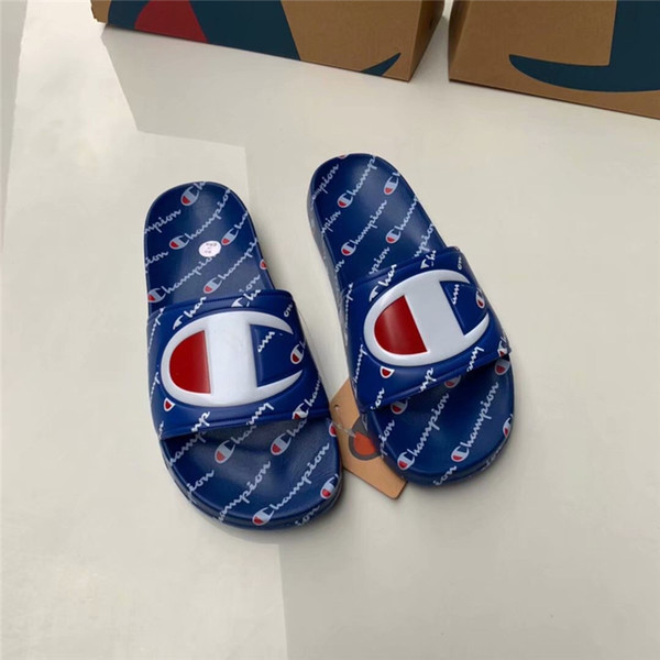 Men Women Champions Letter Sandal Summer Unisex Slipper Slip on Flip Flops Wedge Platform Sandals Beach Water Rain Mules Shoes 35-44