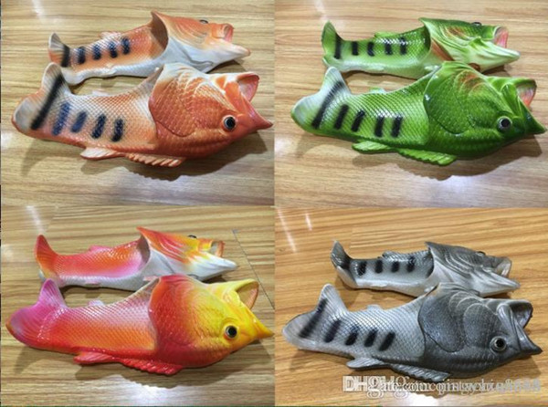 Fish-shaped slippers summer creative funny paternity beach shoes dragged inside and outside dragons dragged inside and outside