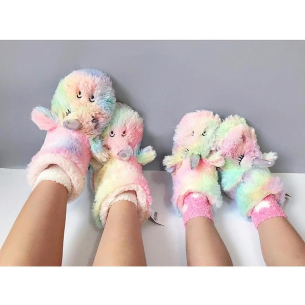 Unicorn Slippers Baby Children Slippers Kids Winter Warm Child Flip Flops Animal Cotton Home Shoes Boys Girls Cotton