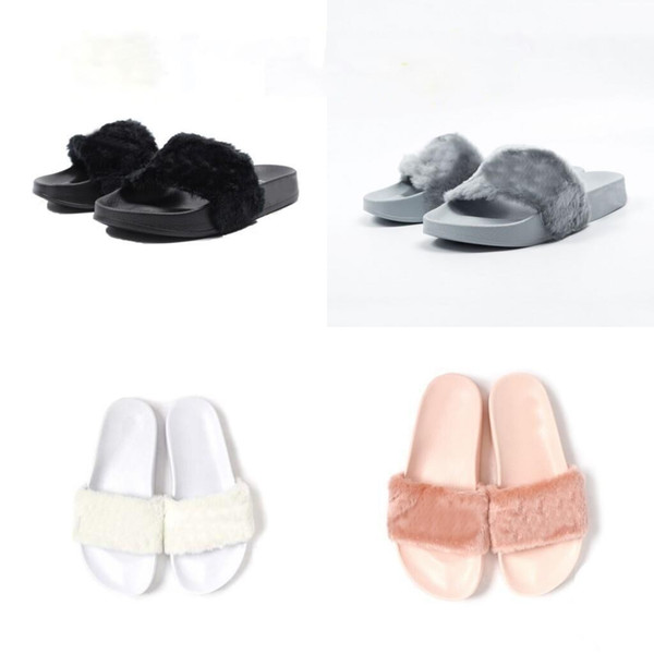 With Original Dusty Bag Cheap RIHANNA Shoes LEADCAT FENTY WOMEN SLIPPERS Girls Fashion Indoor Slide Sandals Scuffs Grey/Pink/Black/White