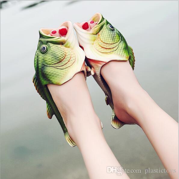 2017 creative fish slippers handmade ladies men's children's bass sandals EVR non-slip sandals personalized fish shoes sandals per