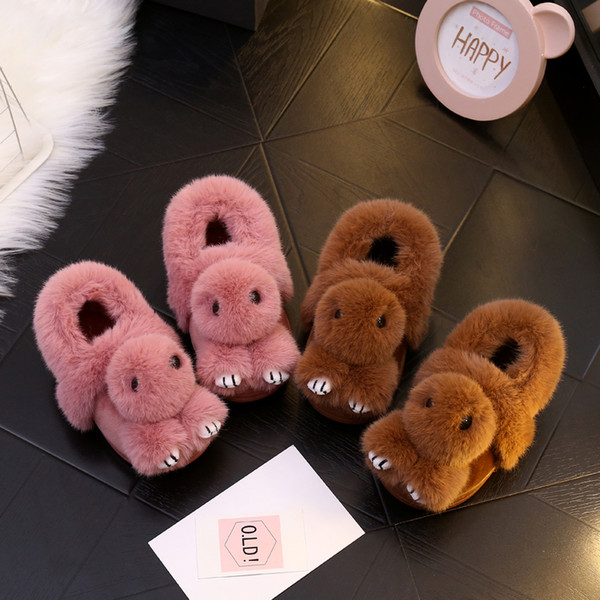 Autumn/winter Children Home Shoes Kids Cotton Slippers For Girls Cartoon Non-slip Indoor Slippers Thicken Warm Shoes Baby 2pairs/4pcs