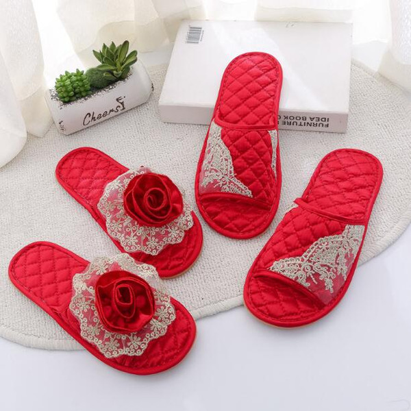 New brand summer Fabric art Household silks and satins Slippers Wooden Floor Antiskid Soft Bottom Indoor kid Slippers no 388