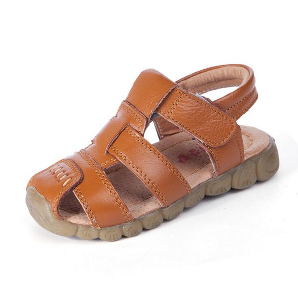 2018 New Summer Children's Sandals Boys Soft Leather Casual Shoes Baby Boys Soft Sole Genuine Leather Beach Sandals kids Sport Sneakers