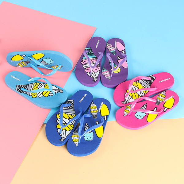 HOT 3 Styles Multi Color Children Slippers Ice Cream Jellyfish Strawberry Summer Flip Flops Non-slip Kids Fashion Teenager Boys Girls