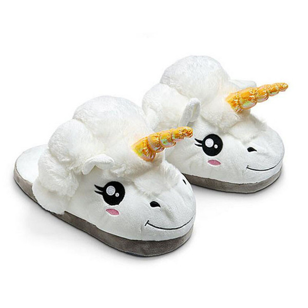 Fashion Girls Boys Cotton Unicorn Slippers Winter Warm Plush Home Slippers Children Chausson Licorne Indoor Pantufas Zapatillas