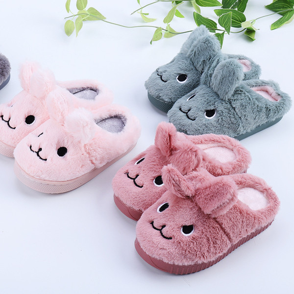 Children's Cotton Slippers Cute Winter Warm Non-slip 2018 New Baby Boys Girls Home Indoor Soft Fur Cotton Shoes