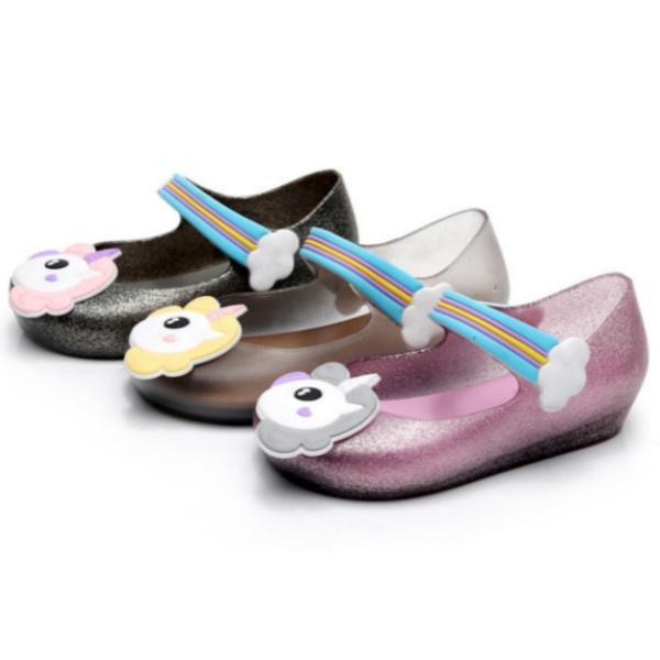 Wholesale- 2018 Unicorn Shoes New Summer Jelly Shoe Dargon Sandals Fish Mouth Girl Non-slip Kids Sandal Toddler 15-18.5cm SH004