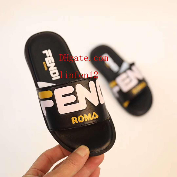 kids summer Slippers Baby Girls Boys Home letter stripe pattern flip flops Soft bottom Leisure Beach Sandals kids shoes summer F-F3