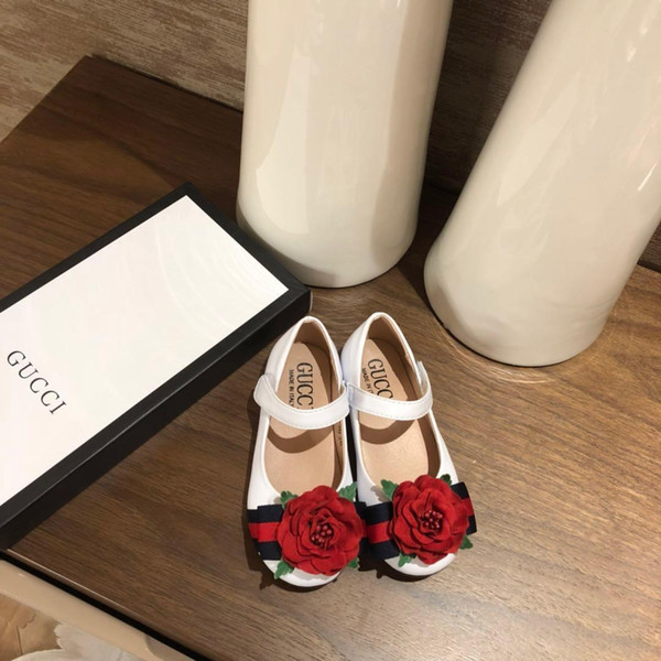 kids shoes Spring Elegant Rivet Bow Princess shoes Patent Leather Kids Low-heeled chaussures enfants Letter printing Sandals F-f23