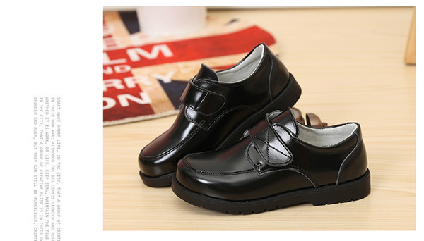 Boys black leather shoes performance shoes British wind primary school shoes children's big boy boy dress