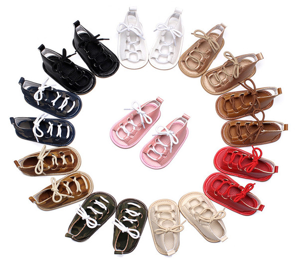 New barefoot walk sandals 0-24 month PU Baby Roman Gladiator sandals Baby shoes rubber bottom baby learning shoes GA501