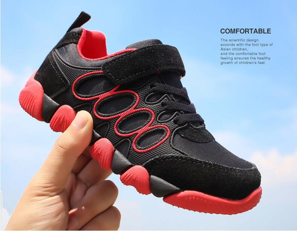 Jeff Sneaker kids Children Fashion Black Red Casual Shoes Comfortable Mesh Upper light weight