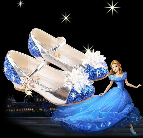 Kids Designer Shoes Summer Fashion Cinderella Crystal shoes Princess Thin Shoe With Sequin Heels And Crystal Princess Sandals Dance Shoes