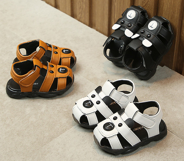 Summer Baby Boy And Girl Fashion shoes Leather Sandals Baby Shoes Casual Shoes Fashion Footwear Kids Sandals Black+White+Brown 3 Pair