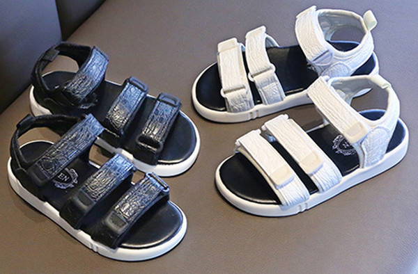 Summer Baby Boy And Girl Fashion shoes Leather Sandals Casual Shoes Beach Shoes Fashion Footwear Kids Sandals White+Black 2Pair