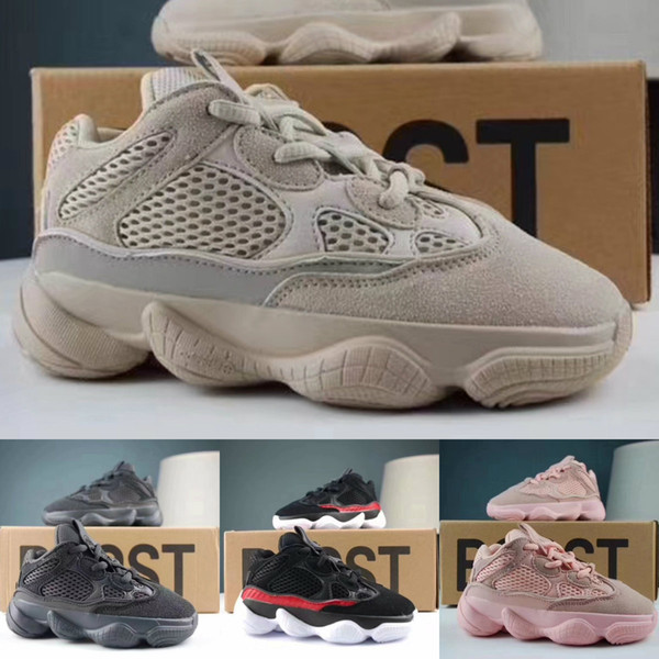 Kids KANYE WEST 500 Baby Boy Girls Running Shoes Children Designer Shoes Sports Sneakers Desert Rat 500 With Box Size:26-35