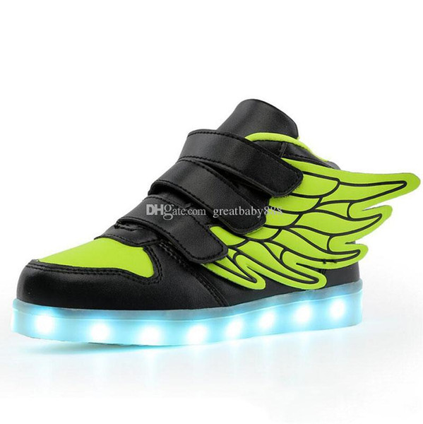 Children LED Shoes For Kids Casual 6 color Wings Shoes Colorful Glowing Baby Boys Girls Sneakers USB Charging Light up Shoes C3300