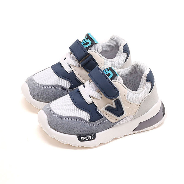 2019 New Spring Autumn Children Shoes Pink+Gray Breathable Comfortable Kids Sneakers Boys Girls Toddler Shoes Baby Size21-25 With box