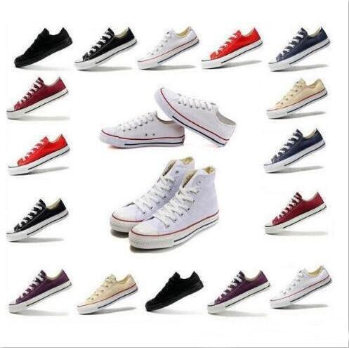 size35-46 New Unisex Low-Top & High-Top Big kid Adult Women's Men's Canvas Shoes 15 colors Laced Up Casual Shoes Sneaker Unisex shoes retail