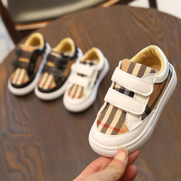 Fashion Toddler Kids Shoes Sport Plaid Striped Boys Girls Sneakers Canvas Shoes Children Casual Cartoon Skateboard Shoes