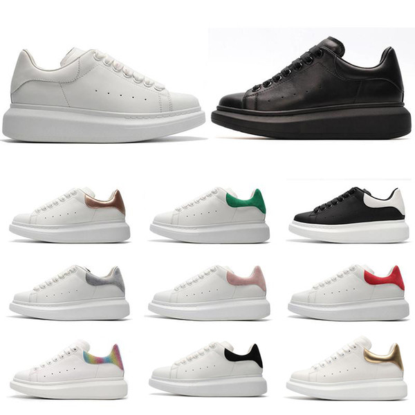 2019 New Designer Luxury 3M reflective white black leather casual shoes for girl pink gold red fashion comfortable flat sneakers