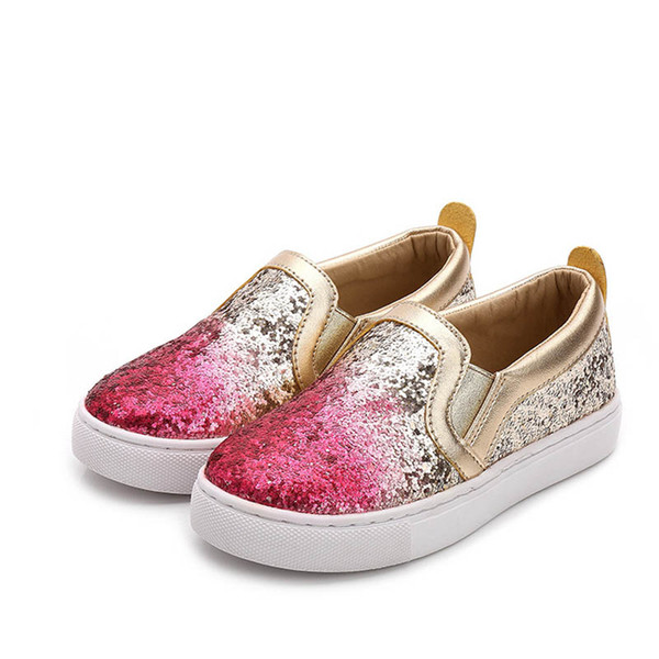 Boutique sequin kids shoes kids designer shoes girls shoes glisten Gold Kids Casual Shoe Girls Sneakers kid trainers Sneakers A3878