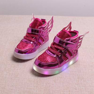 Children shoes with light 2017 New Toddler glowing sneakers led kids Lighted Shoes toddler Boys LED Flashing girls shoes wings