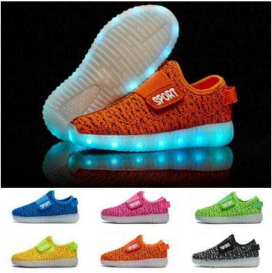 New Fashion Breathable Kids LED Luminous slip on Sneakers USB Rechargeable Children Air Mesh Boys girls Sports Shoes with lights