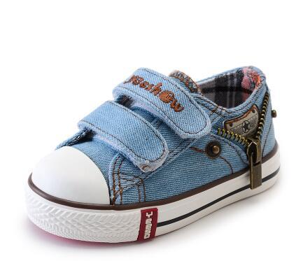 kinds New Arrived Size 21-37 Children Shoes Kids Canvas Sneakers Boys Jeans Flats Girls Boots Denim Side Zipper Shoes