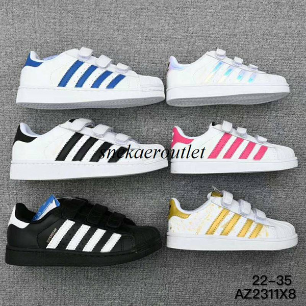 New Arrival 6 Colors Baby Kids Superstars Causal Shoes Boys Girls Fashion Sneakers Size Euro 22-35