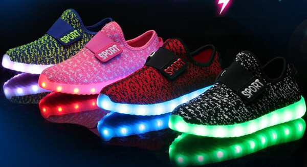 2017 kids LED Shoes light colorful Flashing Shoes with USB Charge Unisex Fluorescent light up Shoe Party and Sport Casual Shoes for children