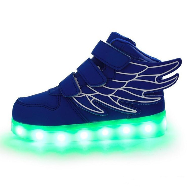 Children Led Shoes For Kids Casual Multi 6 Color Wings Shoes Colorful Glowing Baby Boys and Girls Sneakers USB Charging Light up Shoes