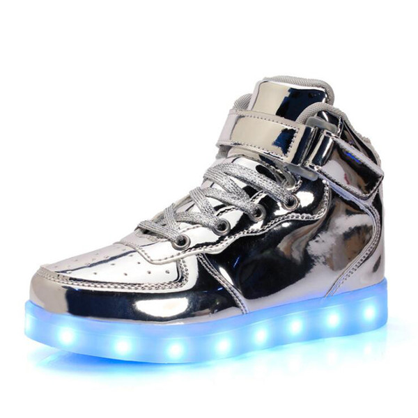 Boys Spring Autumn Shoes Adult&Kids Boy and Girl's High Top LED Light Up Shoes Glowing Sneakers Luminous Sole Sneakers for Boys Kids Shoes