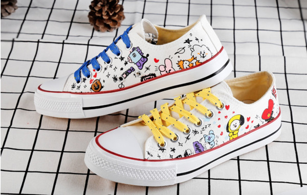 1pair free shipping bts bt21 canvas shoes