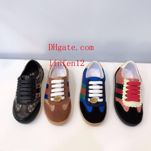 2019 Wholesale Casual Sport Shoes Children Sneakers fashion Boy And Girl Red Black Genuine Leather